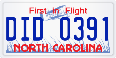 NC license plate DID0391