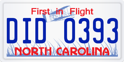 NC license plate DID0393