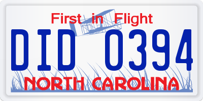 NC license plate DID0394