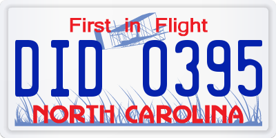 NC license plate DID0395