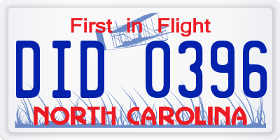 NC license plate DID0396