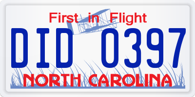 NC license plate DID0397