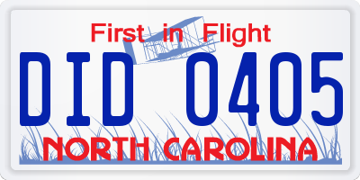 NC license plate DID0405