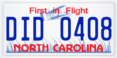 NC license plate DID0408