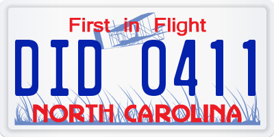 NC license plate DID0411