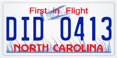 NC license plate DID0413