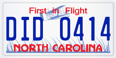 NC license plate DID0414