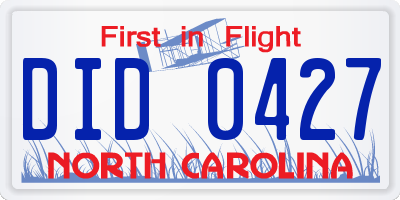 NC license plate DID0427