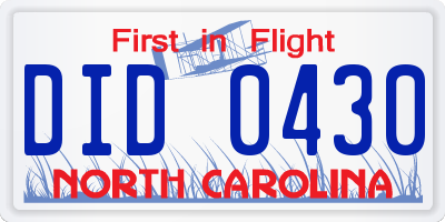 NC license plate DID0430