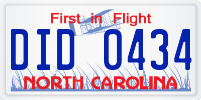 NC license plate DID0434