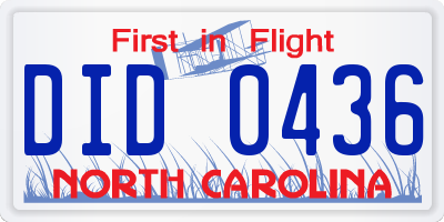 NC license plate DID0436