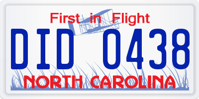 NC license plate DID0438