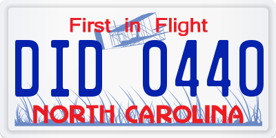 NC license plate DID0440