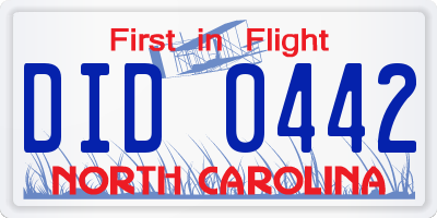 NC license plate DID0442