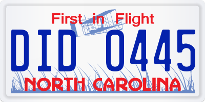 NC license plate DID0445