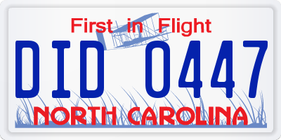 NC license plate DID0447