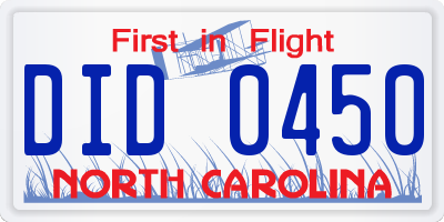 NC license plate DID0450