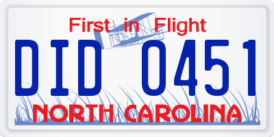 NC license plate DID0451