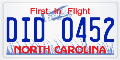 NC license plate DID0452
