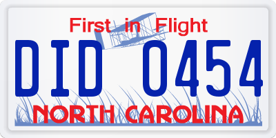 NC license plate DID0454