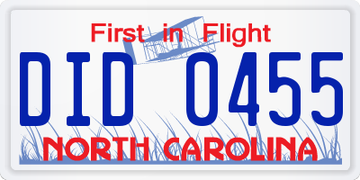 NC license plate DID0455