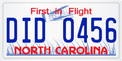 NC license plate DID0456