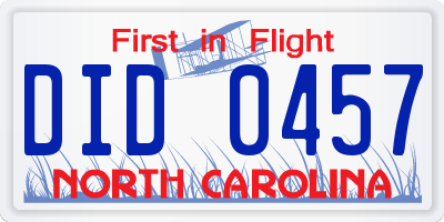 NC license plate DID0457