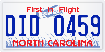 NC license plate DID0459