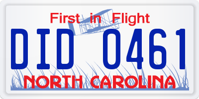 NC license plate DID0461