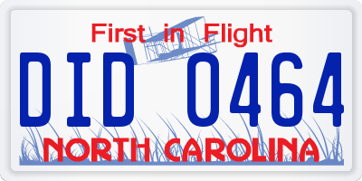 NC license plate DID0464
