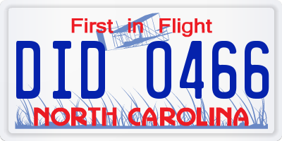 NC license plate DID0466