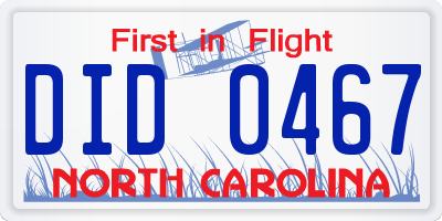 NC license plate DID0467