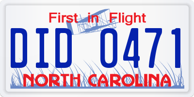 NC license plate DID0471