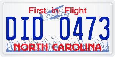 NC license plate DID0473