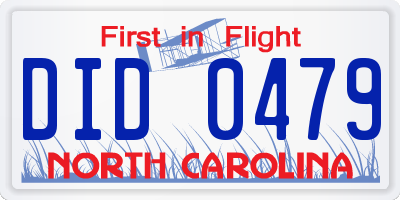 NC license plate DID0479
