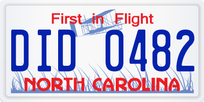 NC license plate DID0482
