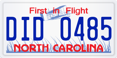 NC license plate DID0485