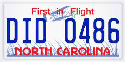 NC license plate DID0486