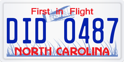 NC license plate DID0487