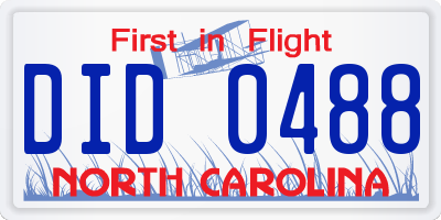 NC license plate DID0488