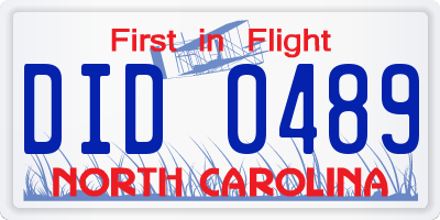 NC license plate DID0489