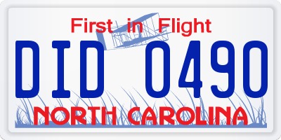 NC license plate DID0490