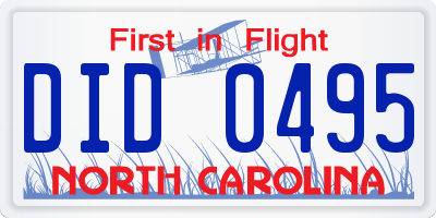 NC license plate DID0495
