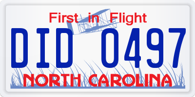 NC license plate DID0497