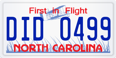 NC license plate DID0499