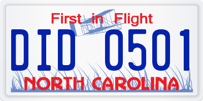 NC license plate DID0501