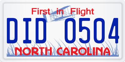 NC license plate DID0504