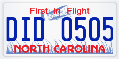 NC license plate DID0505
