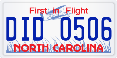 NC license plate DID0506