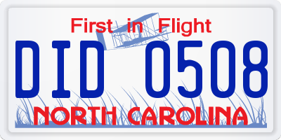 NC license plate DID0508